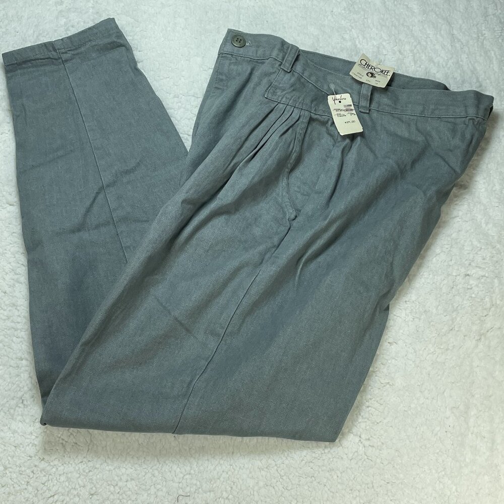 Cherokee Jeans Womens  Sz 14 Green Khaki Vintage 80's High Waisted Pleated NWT